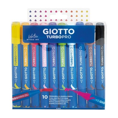 Materiais Belas Artes - Giotto Turbo PRO Classic Colors 10 marcadores | totenart.com