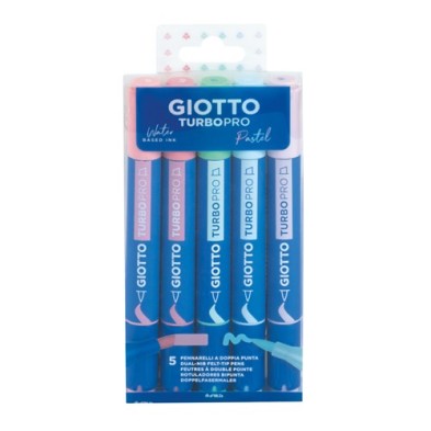 Materiais Belas Artes - Giotto Turbo PRO Candy Colors 5 marcadores | totenart.com