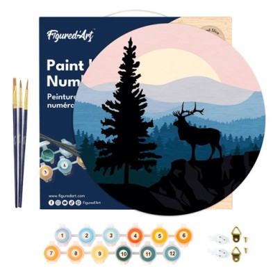 Materiais Belas Artes - Caixa kit pintura por números madeira redondo 51, 30 cm de diâmetro, Figured\'Art | totenart.com