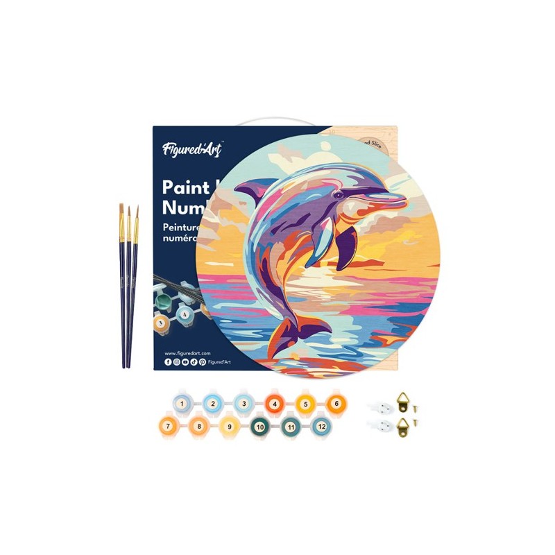 Materiais Belas Artes - Caixa kit pintura por números madeira redondo 29, 30 cm de diâmetro, Figured\'Art | totenart.com