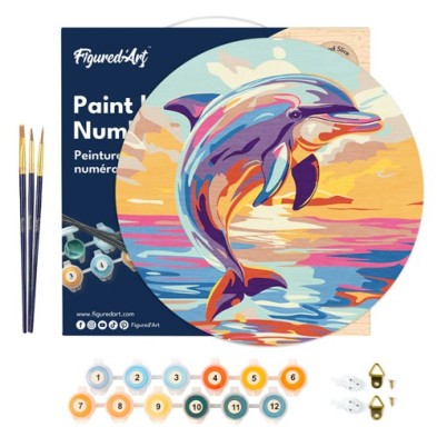 Materiais Belas Artes - Caixa kit pintura por números madeira redondo 29, 30 cm de diâmetro, Figured\'Art | totenart.com