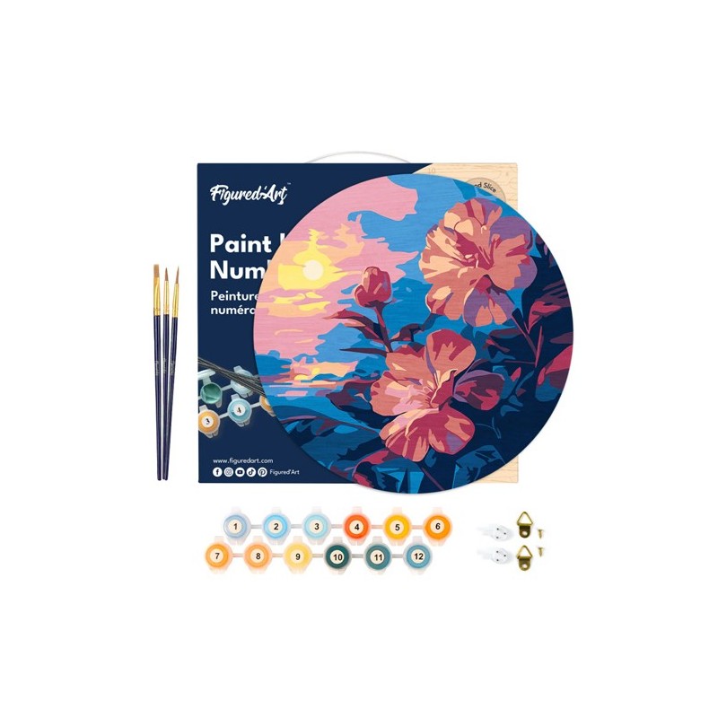 Materiais Belas Artes - Caixa kit pintura por números madeira redondo 11, 30 cm de diâmetro, Figured\'Art | totenart.com