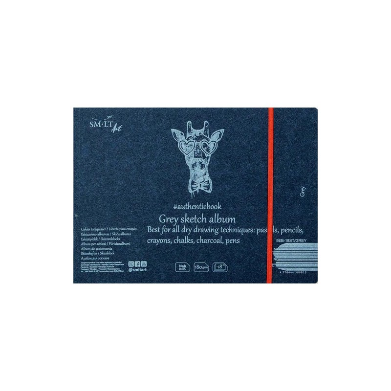 Materiais Belas Artes - Bloco de desenho cinza em espiral, 18 folhas, 180 g, 24,5x17,6 cm, SM-LT | totenart.com