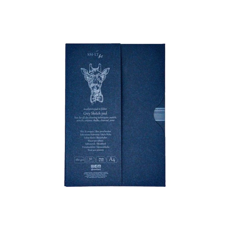 Materiais Belas Artes - Bloco de desenho cinzento em estojo, 30 folhas, 180 g, A4, SM.LT | totenart.com