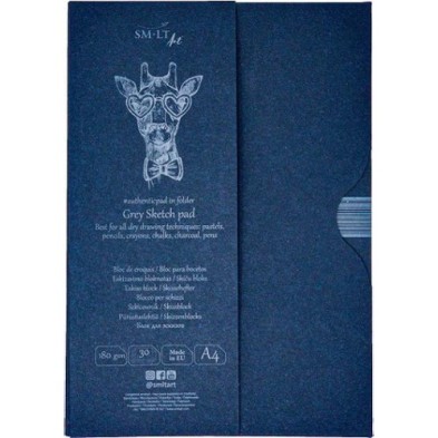 Materiais Belas Artes - Bloco de desenho cinzento em estojo, 30 folhas, 180 g, A4, SM.LT | totenart.com