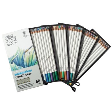 Materiais Belas Artes - Caixa com 50 lápis de aguarela Studio Collection Winsor&Newton | totenart.com