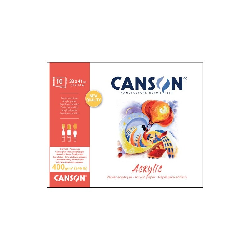 Materiais Belas Artes - Canson Acrílico Bloco, 10 f, 400 g, 33x41 cm | totenart.com