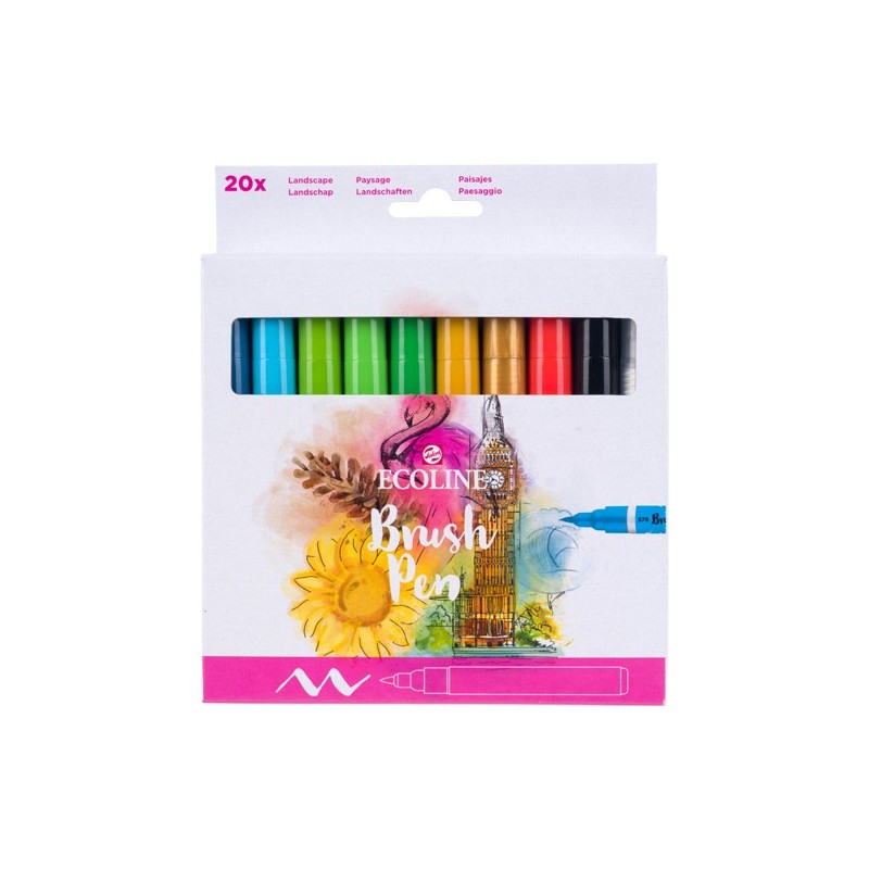 Materiais Belas Artes - Set Marcador Aquarela Ecoline Brush Pen 20 ud | totenart.com