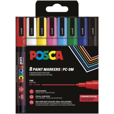 Materiais Belas Artes - Caso de Marcadores PC-3 M Posca, 8 cores | totenart.com
