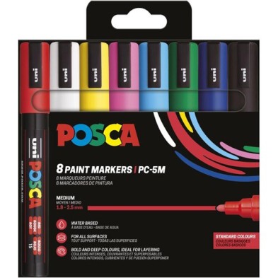 Materiais Belas Artes - Caso de Marcadores PC-5 M Posca, 8 cores | totenart.com