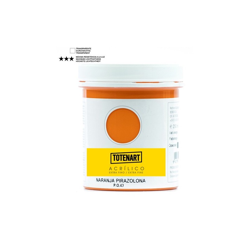 Materiais Belas Artes - Acrílico Laranja Pirazolona 250 ml. totenart | totenart.com