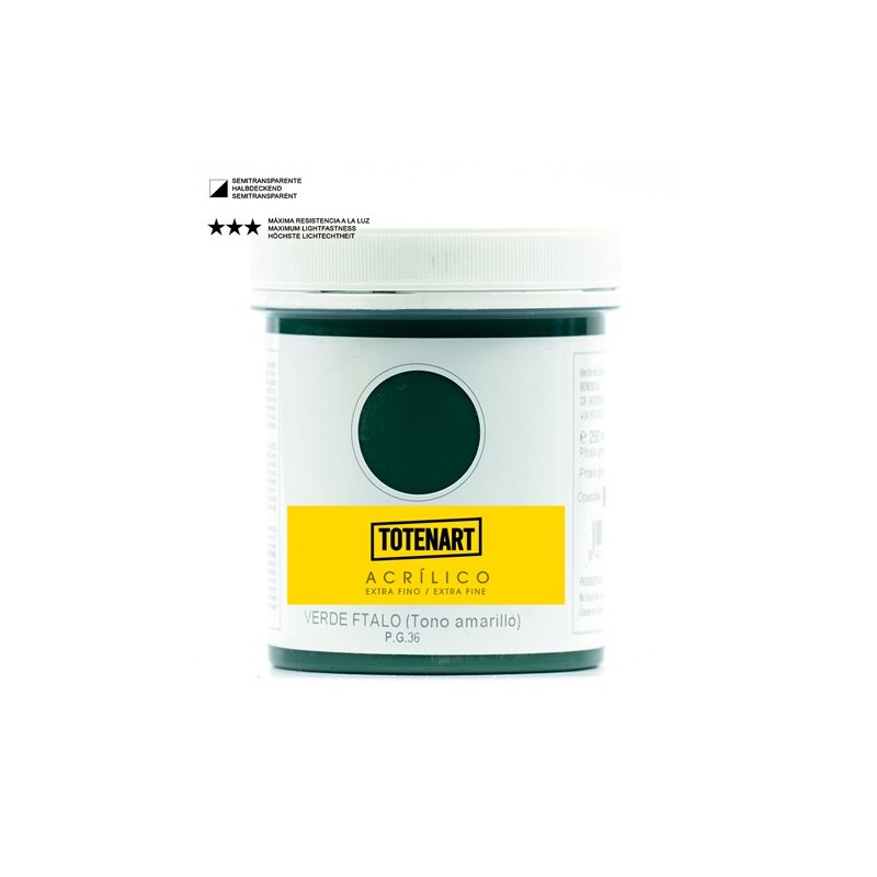 Materiais Belas Artes - Acrílico Verde Ftalo Tono Amarelo 250 ml. totenart | totenart.com