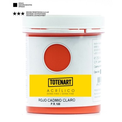 Materiais Belas Artes - Acrílico Vermelho Cadmio Claro 250 ml. totenart | totenart.com