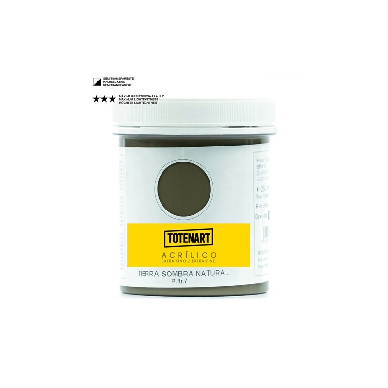 Materiais Belas Artes - Acrílico Terra Sombra Natural 250 ml. totenart | totenart.com