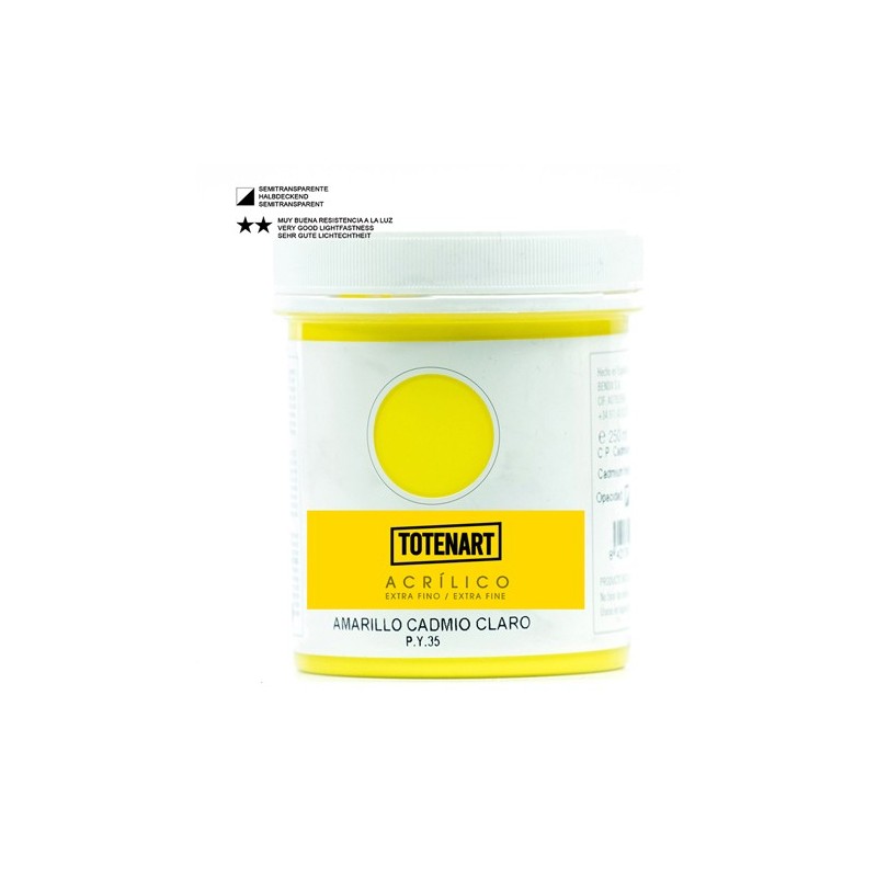 Materiais Belas Artes - Acrílico Amarelo Cadmio Claro 250 ml. totenart | totenart.com