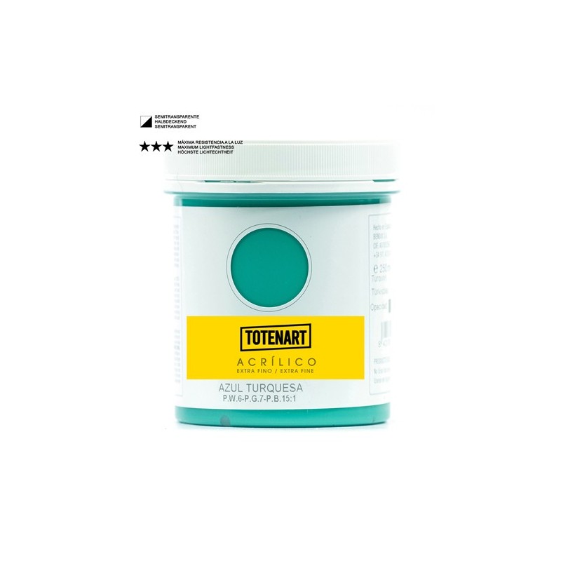 Materiais Belas Artes - Acrílico Azul Turquesa 250 ml. totenart | totenart.com