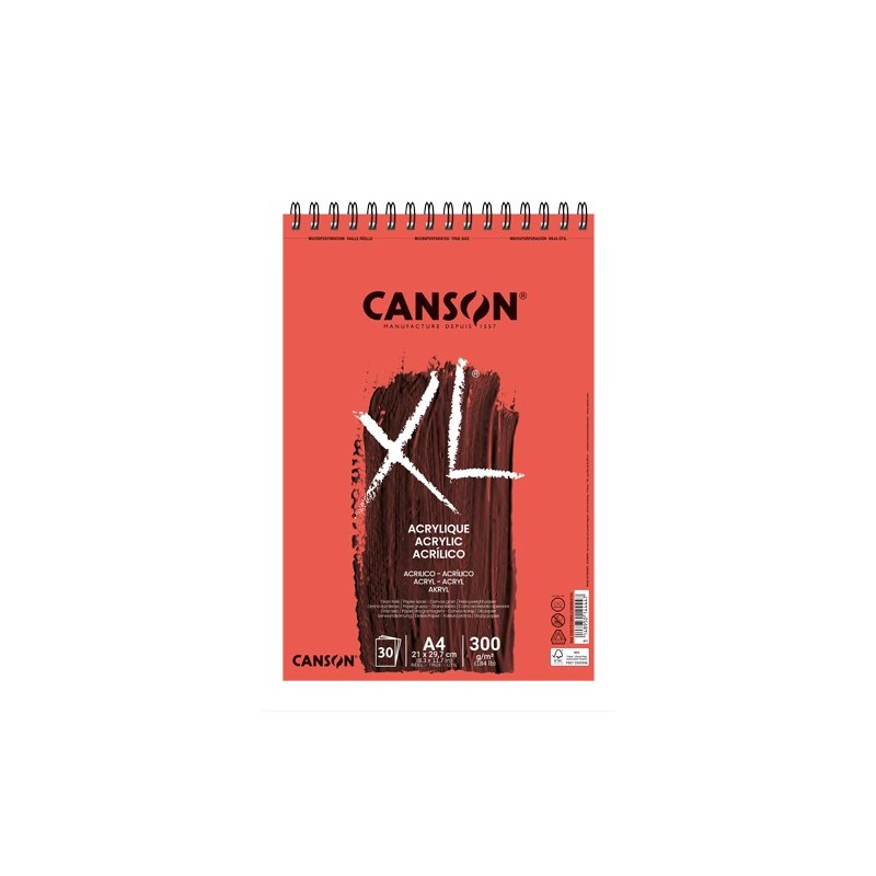 Materiais Belas Artes - Bloco Canson XL Acrílico, 30 folhas, 300 g, A4 (anéis) | totenart.com