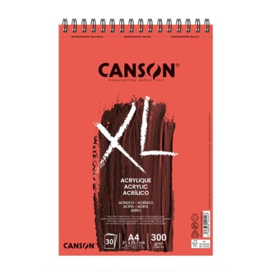 Materiais Belas Artes - Bloco Canson XL Acrílico, 30 folhas, 300 g, A4 (anéis) | totenart.com