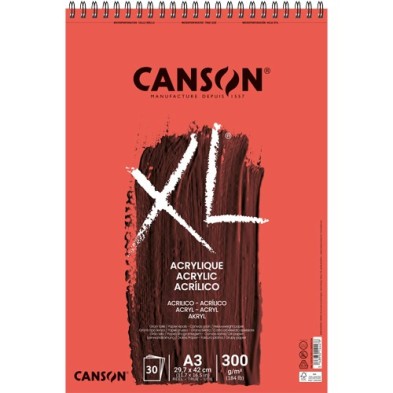 Materiais Belas Artes - Bloco Canson XL Acrílico, 30 folhas, 300 g, A3 (anéis) | totenart.com