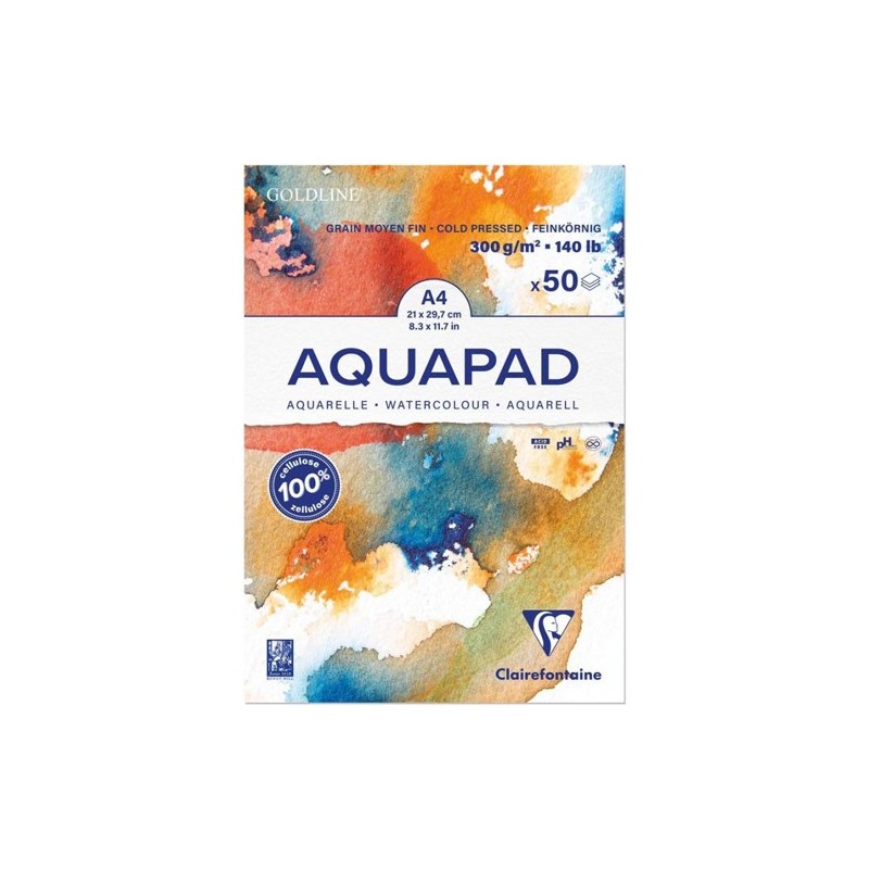 Materiais Belas Artes - Bloco Aquarela Aquapad A4 50f 300g Grano Fino Clairefontaine | totenart.com