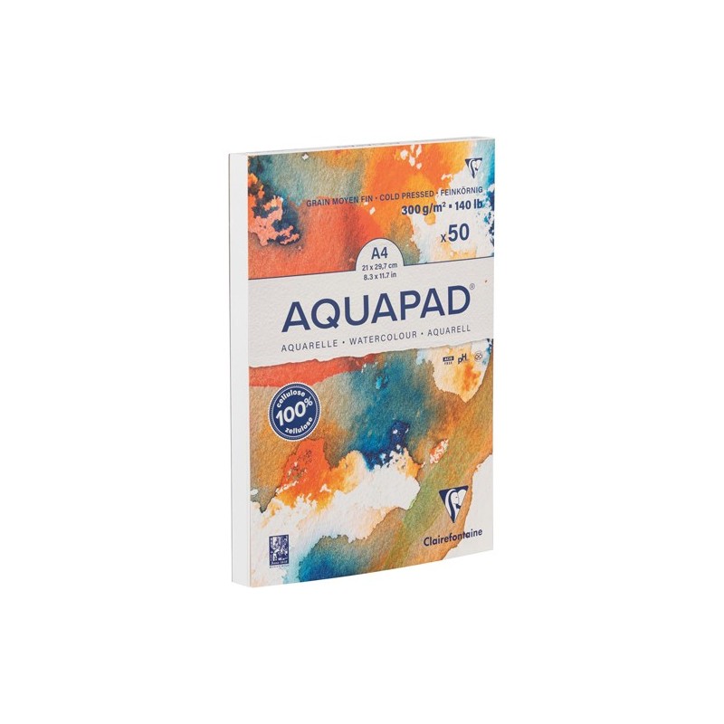 Materiais Belas Artes - Bloco Aquarela Aquapad A4 50f 300g Grano Fino Clairefontaine | totenart.com