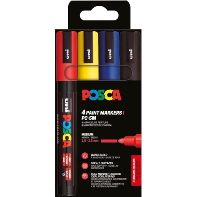 Materiais Belas Artes - Caso de Marcadores PC-5 M Posca, 4 cores | totenart.com