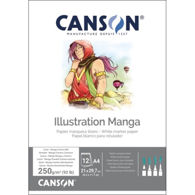 Materiais Belas Artes - Bloco Canson Illustration Manga, 12 folhas, 250g, A4 | totenart.com