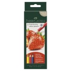 Conjunto criativo 3 lápis Polychromos Faber-Castell Morango: caixa do conjunto, com desenho de um morango