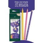 Conjunto criativo 3 lápis Polychromos Faber-Castell Íris: caixa e lápis do conjunto