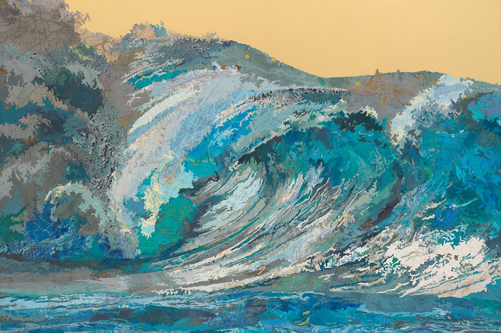 Mapa-múndi, a arte com mapas do Matthew Cusick