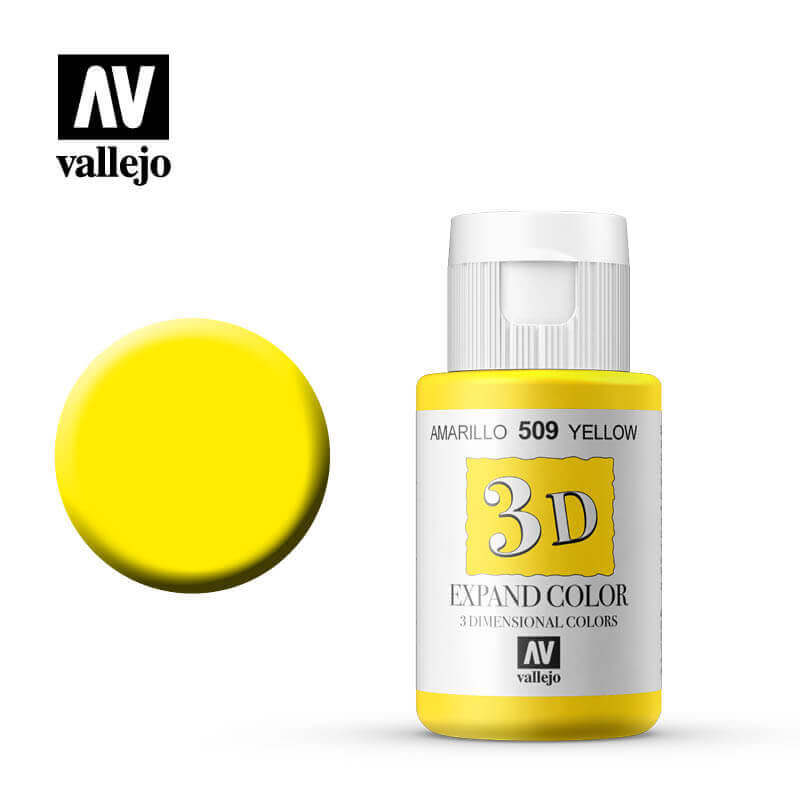 Pintura 3D Têxtil Vallejo: características 1 3d expand vallejo color yellow 509