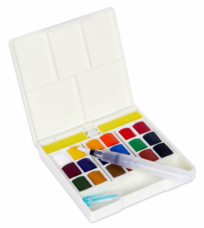Aguarelas mãos livres Sennelier 4 caja-18-acuarelas-soporte-totenart-com