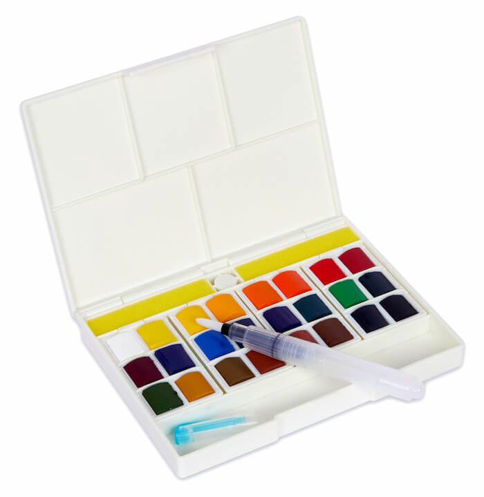 Aguarelas mãos livres Sennelier 5 caja-24-acuarelas-soporte-totenart-com