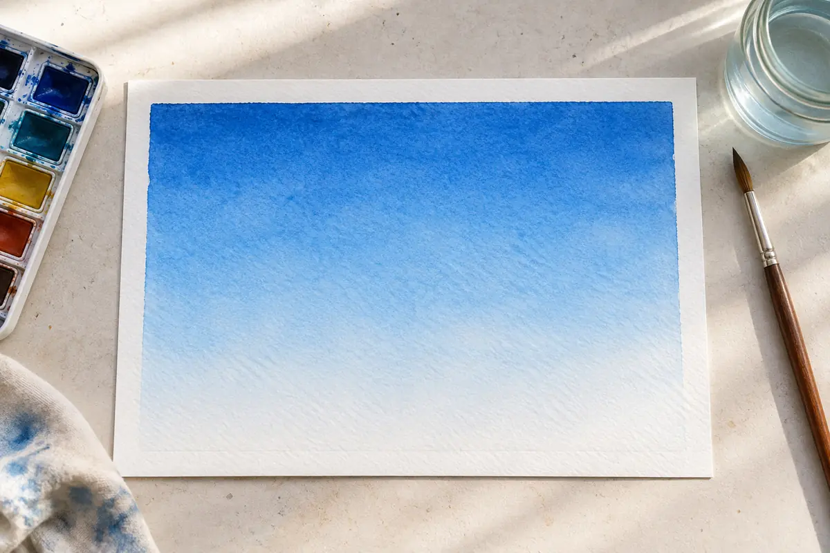 Céu em degradé pintado com aguarela, totenart