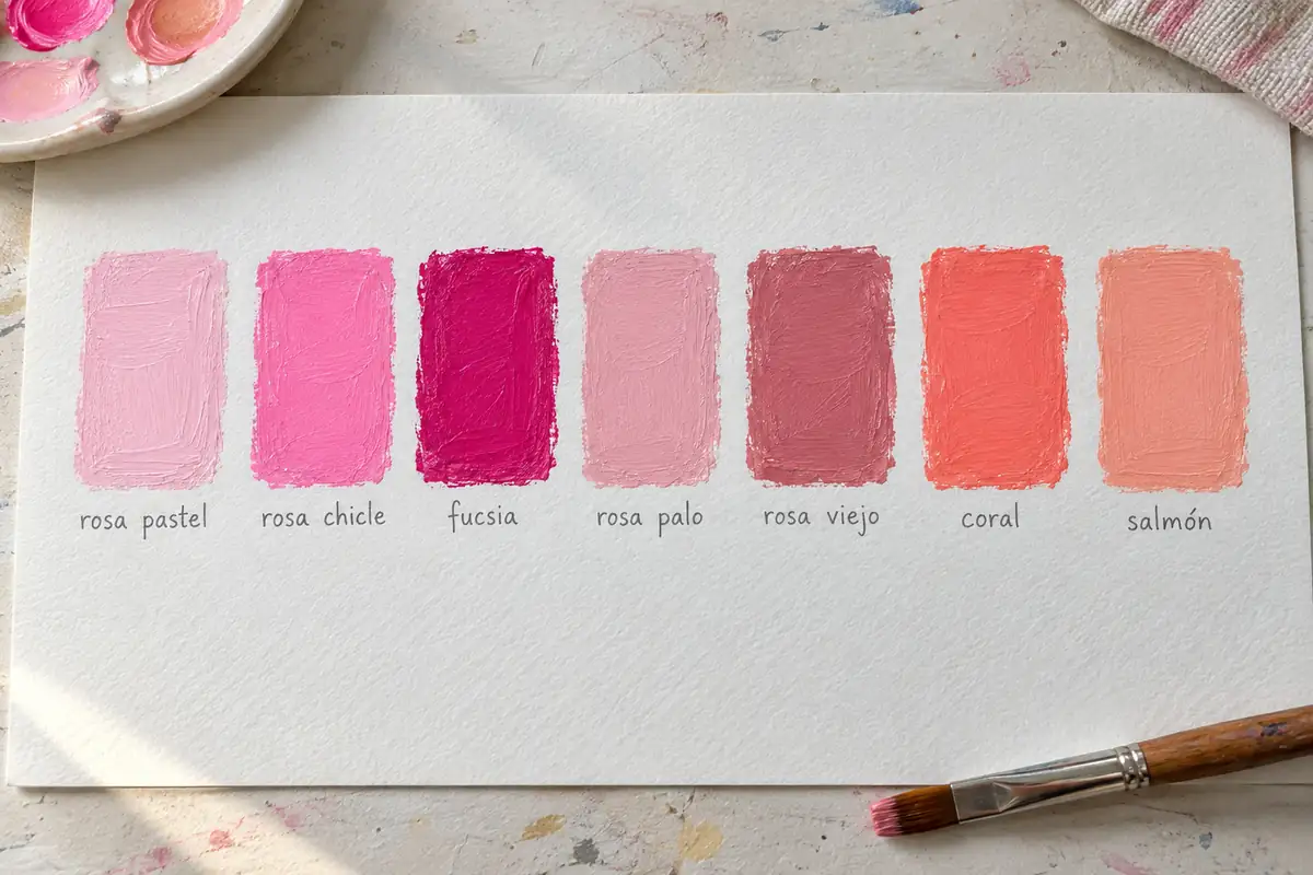 Diferentes tons de rosa obtidos com tinta, totenart
